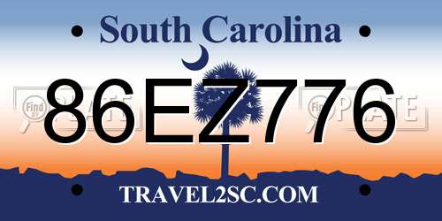 86EZ776 South Carolina License Plate
