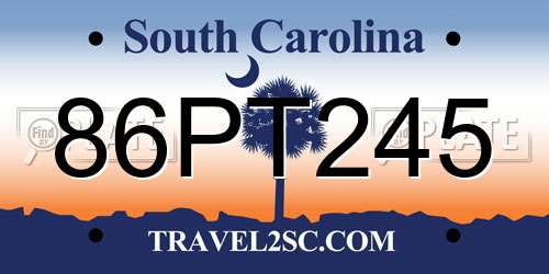 86PT245 South Carolina License Plate
