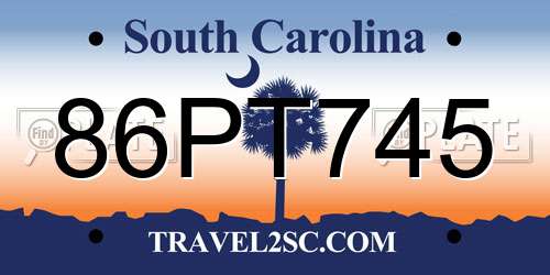 86PT745 South Carolina License Plate