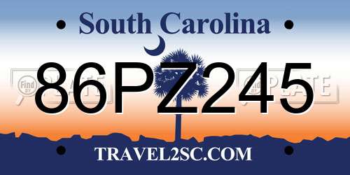86PZ245 South Carolina License Plate