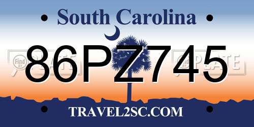 86PZ745 South Carolina License Plate