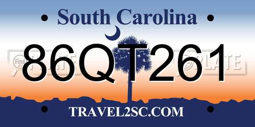 86QT261 South Carolina License Plate