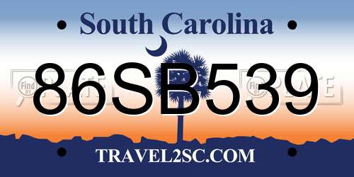 86SB539 South Carolina License Plate