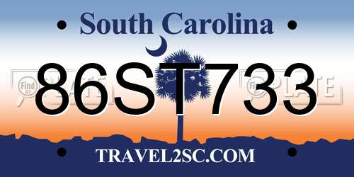 86ST733 South Carolina License Plate