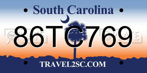 86TC769 South Carolina License Plate