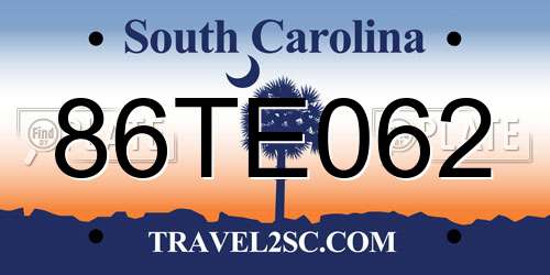 86TE062 South Carolina License Plate