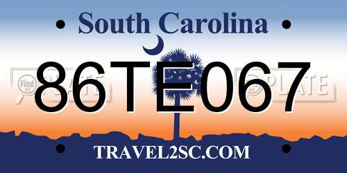 86TE067 South Carolina License Plate