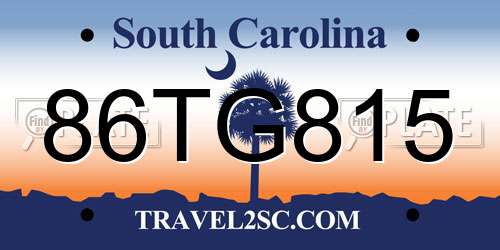 86TG815 South Carolina License Plate