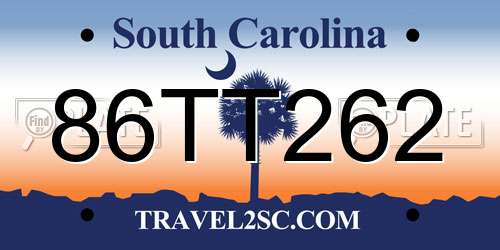 86TT262 South Carolina License Plate