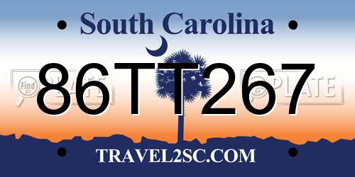 86TT267 South Carolina License Plate