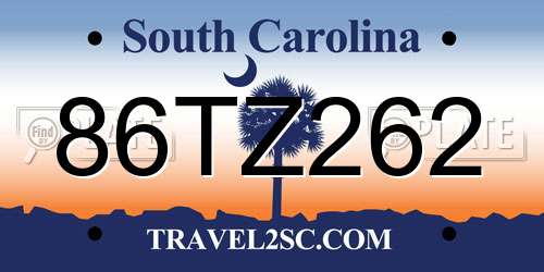 86TZ262 South Carolina License Plate