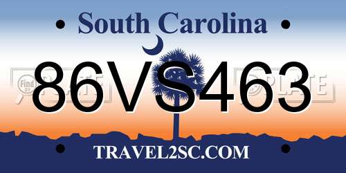 86VS463 South Carolina License Plate
