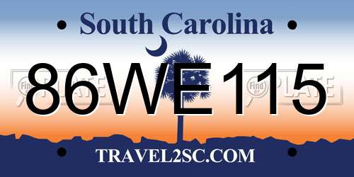 86WE115 South Carolina License Plate