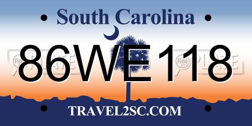 86WE118 South Carolina License Plate