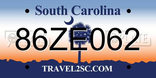 86ZE062 South Carolina License Plate