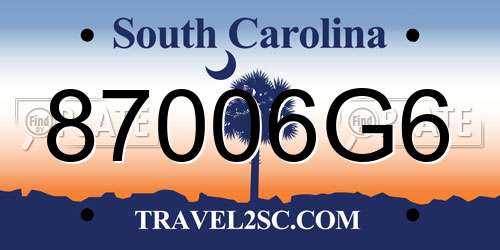 87006G6 South Carolina License Plate