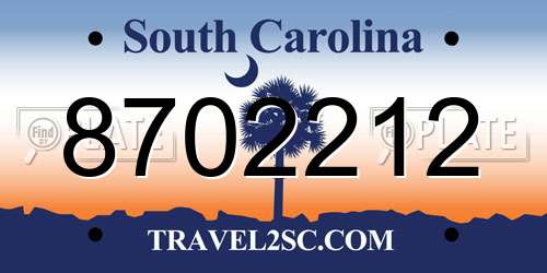 8702212 South Carolina License Plate