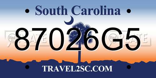 87026G5 South Carolina License Plate