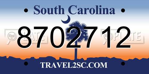 8702712 South Carolina License Plate