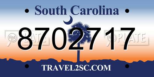 8702717 South Carolina License Plate