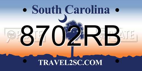 8702RB South Carolina License Plate