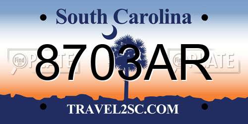 8703AR South Carolina License Plate