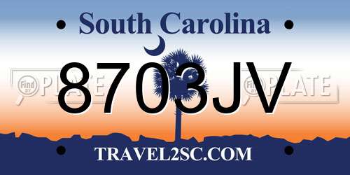8703JV South Carolina License Plate