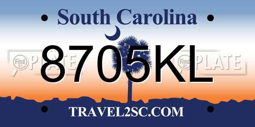 8705KL South Carolina License Plate