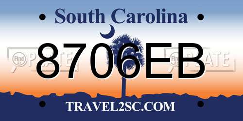 8706EB South Carolina License Plate