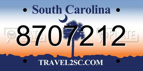 8707212 South Carolina License Plate