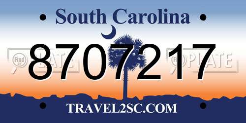 8707217 South Carolina License Plate