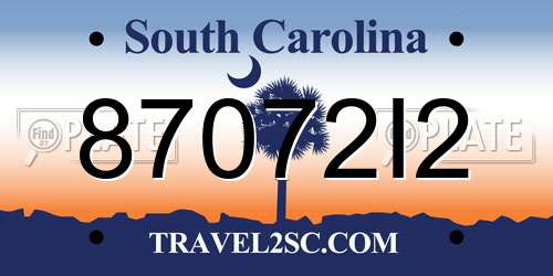 87072I2 South Carolina License Plate