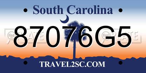 87076G5 South Carolina License Plate