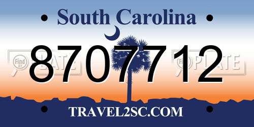 8707712 South Carolina License Plate