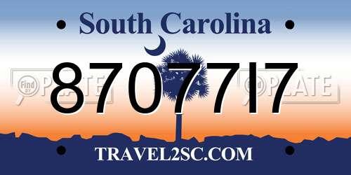 87077I7 South Carolina License Plate