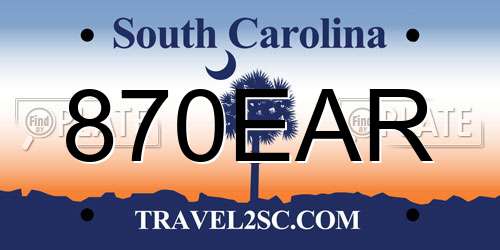 870EAR South Carolina License Plate