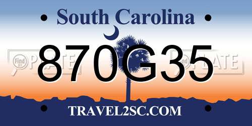 870G35 South Carolina License Plate