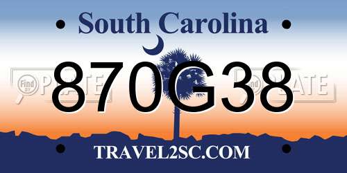 870G38 South Carolina License Plate