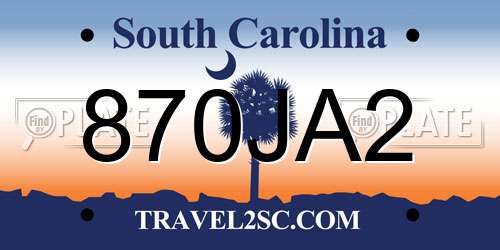 870JA2 South Carolina License Plate