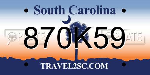 870K59 South Carolina License Plate