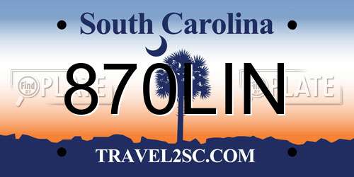 870LIN South Carolina License Plate