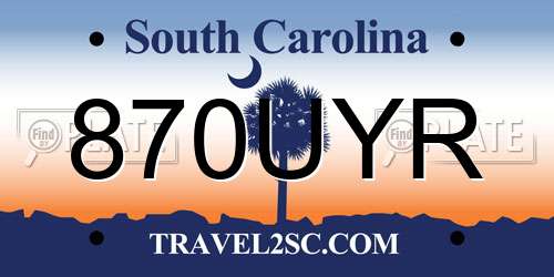 870UYR South Carolina License Plate