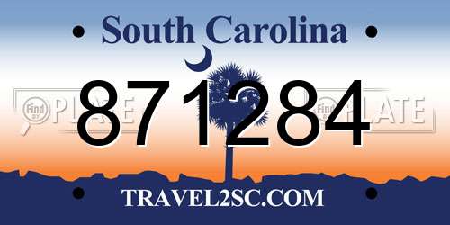 871284 South Carolina License Plate
