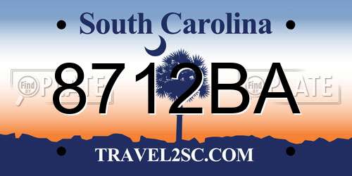 8712BA South Carolina License Plate
