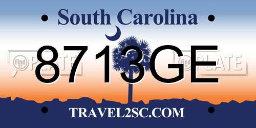 8713GE South Carolina License Plate