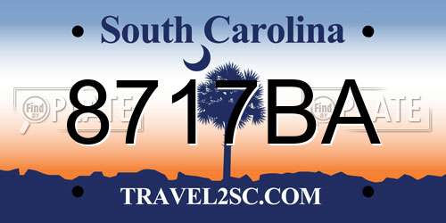 8717BA South Carolina License Plate