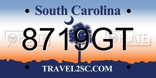 8719GT South Carolina License Plate