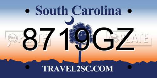 8719GZ South Carolina License Plate