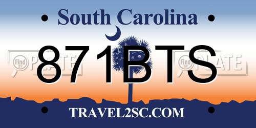 871BTS South Carolina License Plate