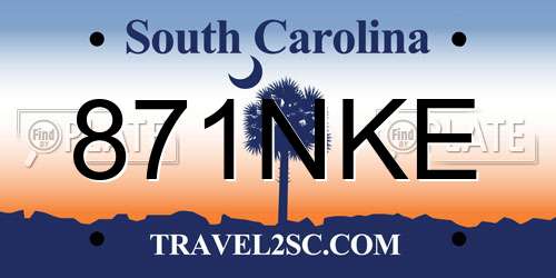 871NKE South Carolina License Plate